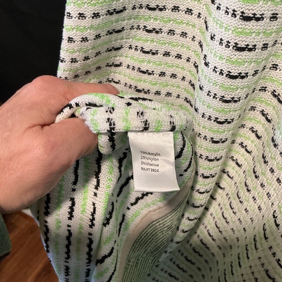 MING WANG Dotted Stripe Jacquard Dress Green/Whte/Black Fit & Flare Midi - Picture 6 of 9